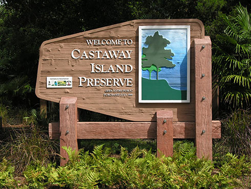 Sandblasted Cedar Sign Castaway Sandblasted Cedar Sign Castaway